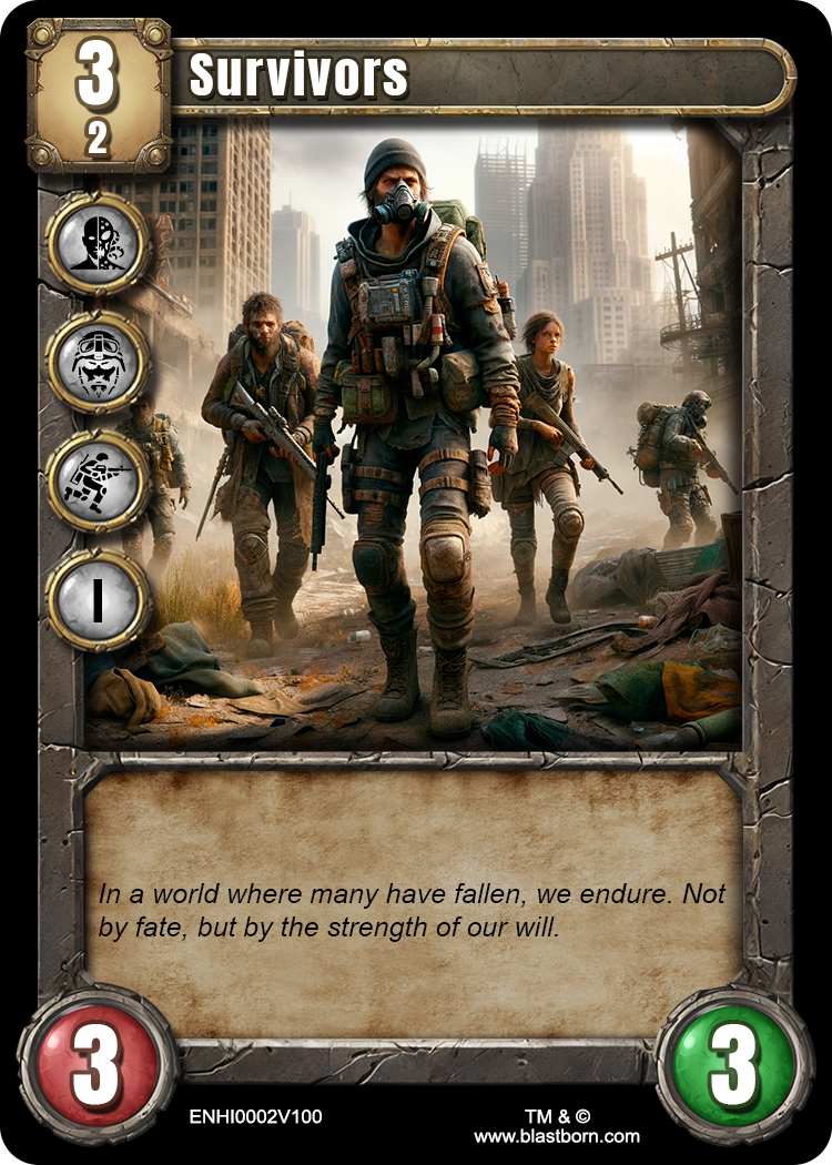 Carta de ejemplo (código:ESHI0002V100) superviviente humano.