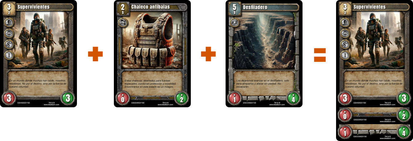 Carta de ejemplo de combinación de criatura y cobertura.