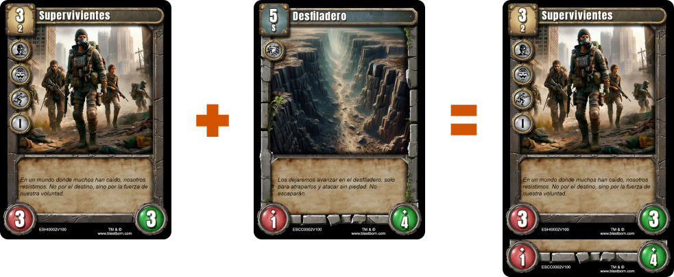 Carta de ejemplo de combinación de criatura y cobertura.